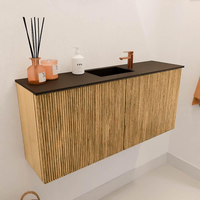 Mondiaz JOYA 90cm meuble de toilette - couleur Chêne - Vasque FAYE position Milieu 1 trou de robinet couleur Urban