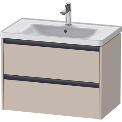 Duravit Ketho.2 Wastafelonderbouwkast - met 2 laden - 78.4x45.5x54.9cm - met grepen antraciet - taupe supermat