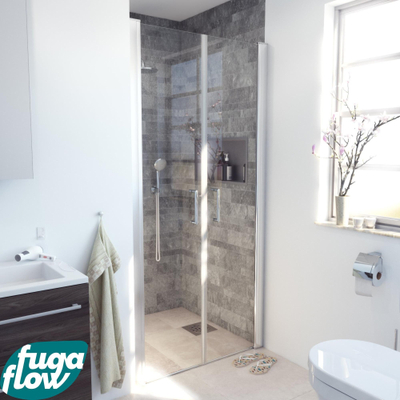 FugaFlow Efficiente Vetro Porte battante - 80x200cm - 6mm verre de sécurité - anti-calcaire - chrome