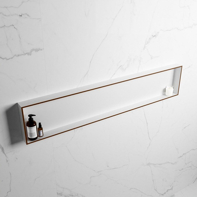 Mondiaz Easy nis 29.5x149.5x8cm voor Inbouw/opbouw 1 open vak Solid surface Talc/Rust