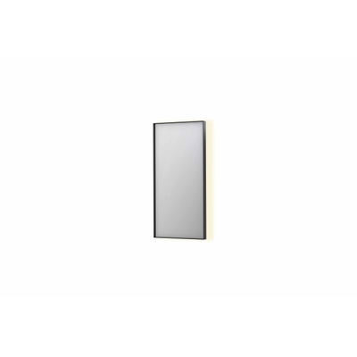 INK SP32 miroir - 40x4x80cm rectangulaire en cadre acier incl LED indirecte - chauffage - changement de couleur - dimmable et interrupteur - métal noir brossé