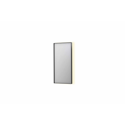 INK SP32 spiegel - 40x4x80cm rechthoek in stalen kader incl indir LED - verwarming - color changing - dimbaar en schakelaar - geborsteld metal black