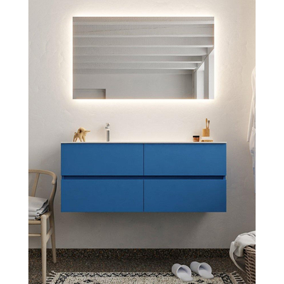 Mondiaz VICA ensemble de meuble de salle de bain - 120cm - meuble sous-vasque jeans - 4 tiroirs - lavabo moon gauche - 1 trou de robinet - miroir LED - version XL 60cm de haut