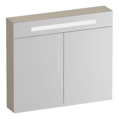 BRAUER Promise Deluxe spiegelkast – 80x70x15 cm – directe LED boven – Beige mat