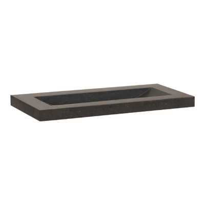 BRAUER Corestone small Meubelwastafel - 80x40x5cm - zonder overloop - wasbak midden - zonder kraangat - natuursteen - basalt