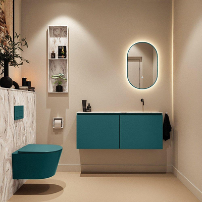MONDIAZ TURE-DLUX Meuble toilette - 120cm - Smag - EDEN - vasque Glace - position droite - sans trou de robinet