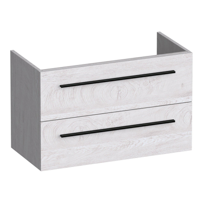 BRAUER Trust meuble sous-lavabo peu profond 80 sans poignées rapportées 2 tiroirs à fermeture douce et 1 découpe pour siphon - Forest Seashell