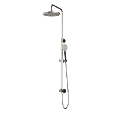 Hotbath Cobber M438 ensemble de douche de tête avec inverseur et flexible de douche 150cm avec douche de tête ronde 30cm douchette ronde nickel brossé
