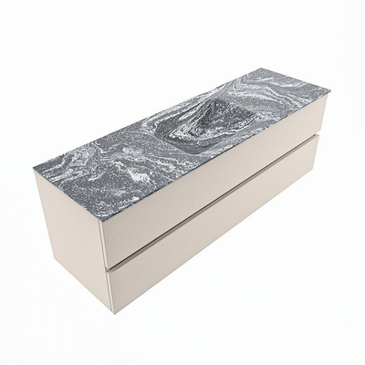 Mondiaz VICA-DLUX Ensemble de meuble de salle de bain - 150cm - meuble sous-vasque lin - 2 tiroirs - lavabo encastrée nuage milieu - 1 trou de robinet - version haute 60cm - lave