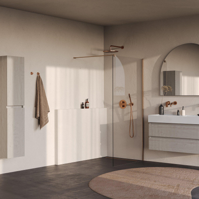 BRAUER Oblivion Inloopdouche - 90x200cm - glascoating - helder glas - geborsteld koper PVD