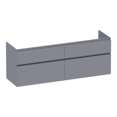 BRAUER Delight meuble sous-lavabo - 160x46x60cm - 4 tiroirs softclose - sans poignée - 2 découpes pour siphon - gris mat