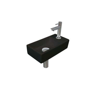 Ink Versus pack lave-mains – 36 x 18 x 9 cm – porcelaine noir mat – perçage à droite – robinet chromé