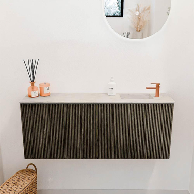 Mondiaz JOYA-DLUX 100cm toiletmeubel - kleur Shadow - Wastafel FAYE positie Rechts 1 kraangat kleur Ostra.