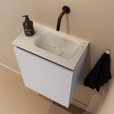 MONDIAZ TURE-DLUX Meuble toilette - 40cm - Cale - EDEN - vasque Opalo - position droite - sans trou de robinet