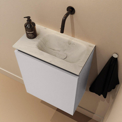 MONDIAZ TURE-DLUX meuble WC 40 cm Cale. EDEN lavabo Opalo position droite. Sans trou de robinet.
