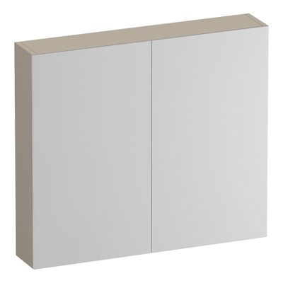 BRAUER Impress armoire de toilette – 80 x 70 x 15 cm – 2 portes, portes-miroir double face – Beige mat