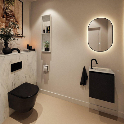 MONDIAZ TURE-DLUX Meuble WC 40 cm Urban. Lavabo EDEN Opalo position droite. Avec 1 trou de robinet.