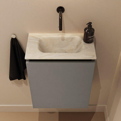 MONDIAZ TURE-DLUX Meuble toilette - 40cm - Smoke - EDEN - vasque Ostra - position centrale - sans trou de robinet
