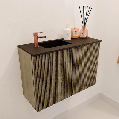 Mondiaz JOYA 60cm meuble de toilette - couleur Dusk - Vasque FAYE position Gauche 1 trou de robinet couleur Urban.