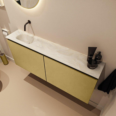MONDIAZ TURE-DLUX meuble WC 120 cm Oro. EDEN vasque Ostra position gauche. Sans trou de robinet.