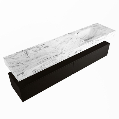 Mondiaz ALAN-DLUX Ensemble de meuble - 200cm - meuble Urban mat - 2 tiroirs - Lavabo Cloud Glace suspendu - vasque Droite - 0 trous de robinet