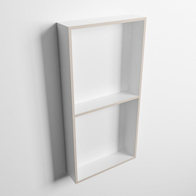 Mondiaz Easy nis 29.5x59.5x8cm voor Inbouw/opbouw 2 open vakken Solid surface Talc/Linen