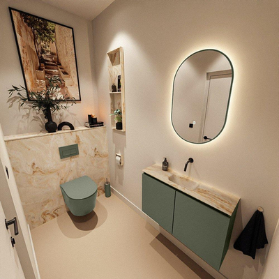 MONDIAZ TURE-DLUX 80cm toiletmeubel Army. EDEN wastafel Frappe positie midden. Zonder kraangat.