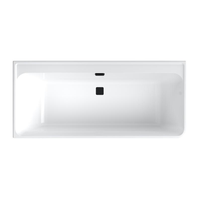 Villeroy & Boch Collaro baignoire d'angle semi-autoportante - 180x80cm - rectangulaire angle gauche trop-plein noir mat Acrylique Blanc Brillant