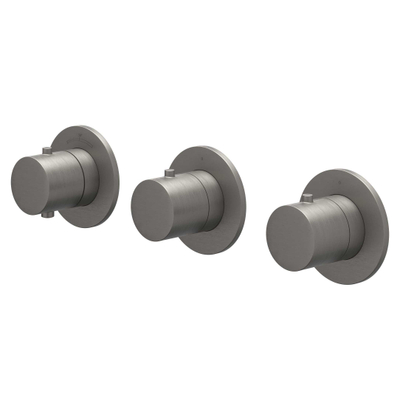 IVY Bond Ensemble de douche à effet pluie - encastré - symmetry - 2 robinets d'arrêt - bras mural 40 cm - douche de tête slim 25 cm - barre de douche avec sortie - flexible de douche 150 cm - douchette 3 jets - Noir métal brossé PVD