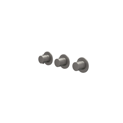 IVY Bond Partie de finition - pour thermostat encastrable - 2 robinets d'arrêt - symétrie - rosaces rondes - Metal black brossé PVD