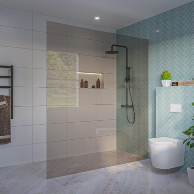 FugaFlow Eccelente Vetro Douche à l'italienne - verre fumé - 180x200cm - 8mm - nano - profil encastré aveugle