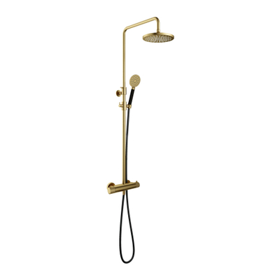 Hotbath Cobber X SDS9 ensemble de douche pluie thermostatique avec pomme de douche ronde 20 cm douchette ronde laiton brossé PVD