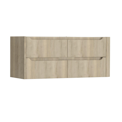 H&R Badmeubelen Juice Wastafelonderkast - 120x45x50cm - rechterhoek afgerond - 4 lades - geïntegreerde greep - french oak