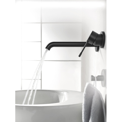 GROHE Essence New wastafelkraan - l-size - wand - 2 kraangaten - voorsprong 23cm - mat zwart