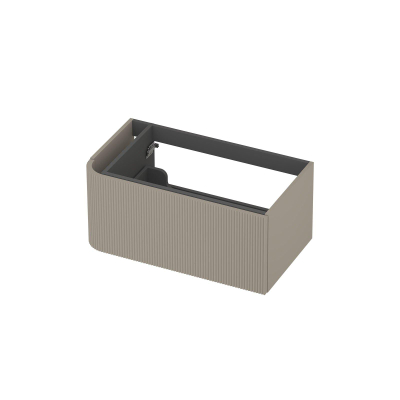 INK Concept R Wastafelonderkast - 80x45x35cm - 1 lade - opliggende grepen - gefreesd - afgeronde hoek links - MDF lak - mat creme cotton