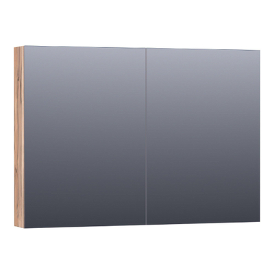 BRAUER Plain Spiegelkast - 100x70x15cm - 2 links/rechtsdraaiende spiegeldeuren - MFC - Almond
