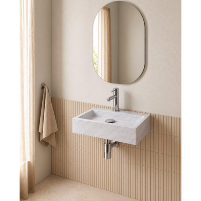 Fortifura Fuente fonteinset – rechthoekig – 38x24x8 cm – marmer wit – kraan RVS