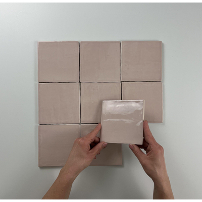 ÉCHANTILLON Par Goof Carreau mural Ancien Hollandais blanc Vintage Brillant Rose