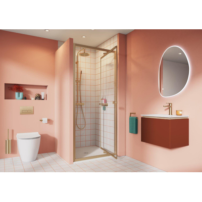 Crosswater Clear 6 porte de douche - 76cm - porte pivotante dans profil - laiton brossé