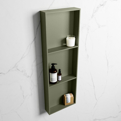 Mondiaz Easy nis 29.5x89.5x8cm voor Inbouw/opbouw 3 open vakken Solid surface Army/Army