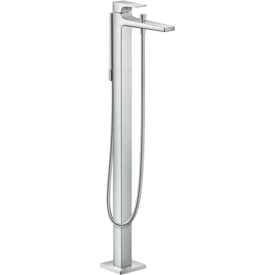 Hansgrohe Metropol Pièce de finition pour mitigeur de baignoire sur pied montage au sol avec inverseur avec tête bec fixe 23.5cm chrome noir brossé