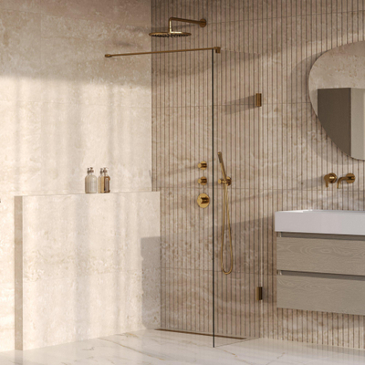 BRAUER Void Inloopdouche - 50x200cm - glascoating - helder glas - geborsteld goud PVD