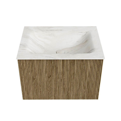 Mondiaz KURVE-DLUX Badkamermeubelset - 60x46x40cm - 1 lade - wastafel solid surface - midden - zonder kraangat - Dusk