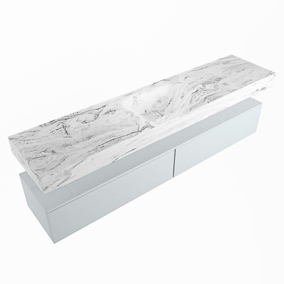 Mondiaz ALAN-DLUX Ensemble de meuble - 200cm - meuble Clay mat - 2 tiroirs - Lavabo Cloud Glace suspendu - vasque Centre - 1 trou de robinet