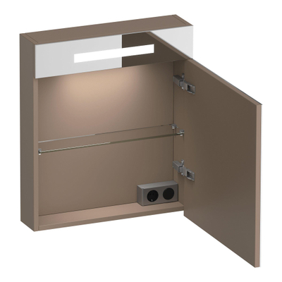 BRAUER Promise spiegelkast – 59x70x15 cm – directe LED boven – rechtsdraaiend – Mokka