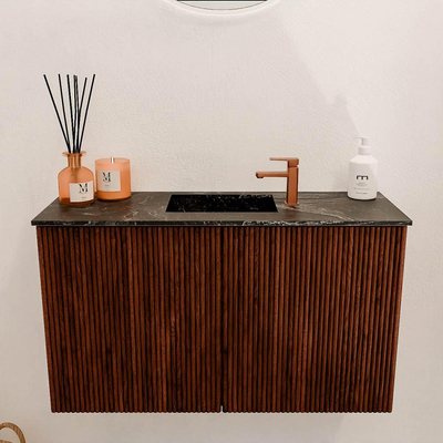 Mondiaz JOYA-DLUX 70cm toiletmeubel - kleur Ruby - Wastafel FAYE positie Midden 1 kraangat kleur Lava.