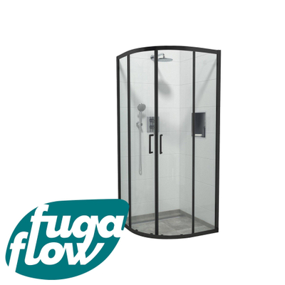 FugaFlow Boutry Quick Fit cabine de douche - quart de rond - 90x90x195cm - verre clair - anti calcaire - noir mat