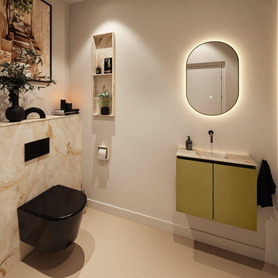 MONDIAZ TURE-DLUX Meuble toilette - 60cm - Oro - EDEN - vasque Frappe - position centrale - sans trou de robinet