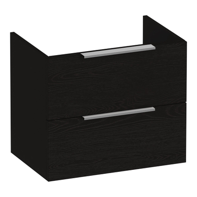 BRAUER Elevate wastafelonderkast ondiep 60 excl. opleggrepen 2 softclose lades en 1 sifon uitsparing - Timber Black