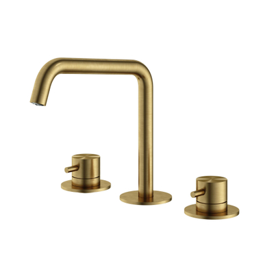 Hotbath Archie Wastafelmengkraan - 3 gats - zonder waste BBP - PVD - geborsteld messing (goud)